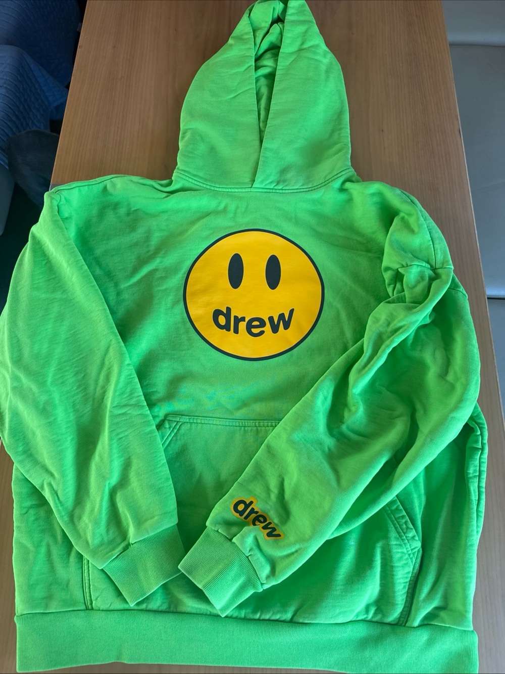 DREW House by Justin Bieber Lime Green Hoodie with Yellow Smiley Logo SZ S